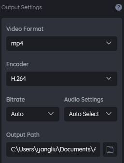 output settings