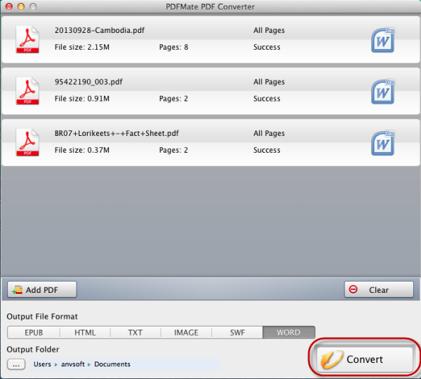 Start to convert PDF on Mac